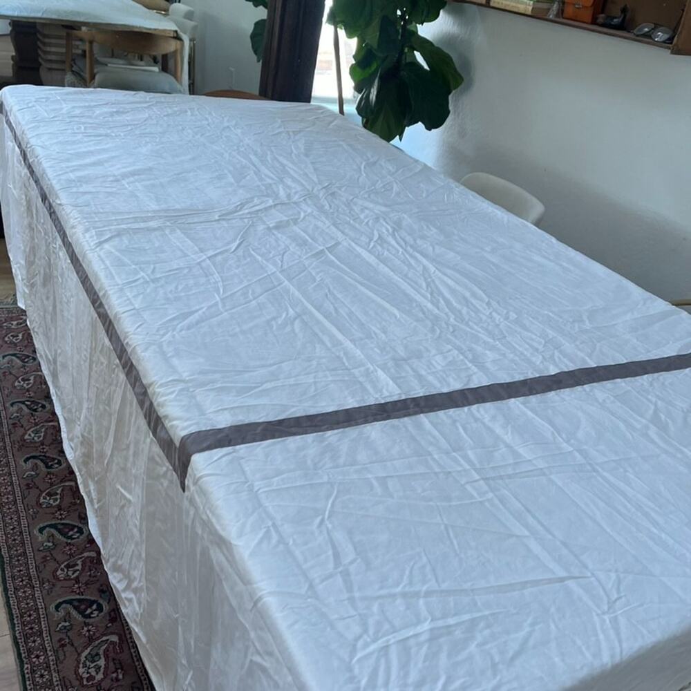 Boll & Branch Full Queen Duvet Cover Gray Square Outline 100% Organic Cotton